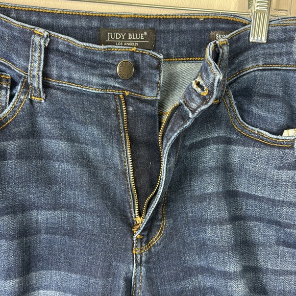 Judy Blue Skinny Fit Destroyed Stretch Jeans Women's 14W Med. Blue Holes Fraying - Picture 7 of 15